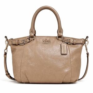 Coach Tan Metallic  Madison Satchel with Double Handles and Detachable Strap